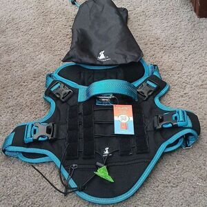 No Pull Dog Harness  Heavy Duty Dog Harness with Handle and Poop Bag Holder Sz L